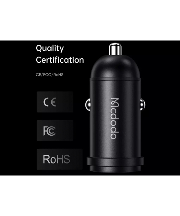 شارژر فندکی تایپ سی 30 وات همراه با کابل لایتنینگ مک دودو Mcdodo CC-7492 PD30W USB-C Fast Car Charger