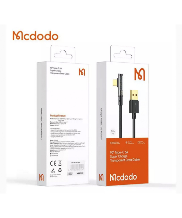 کابل گیمینگ سوپر فست شارژ تایپ سی 100 وات 1.8 متری مک دودو MCDODO CA-3381 Type-C 6A Super Charge Cable