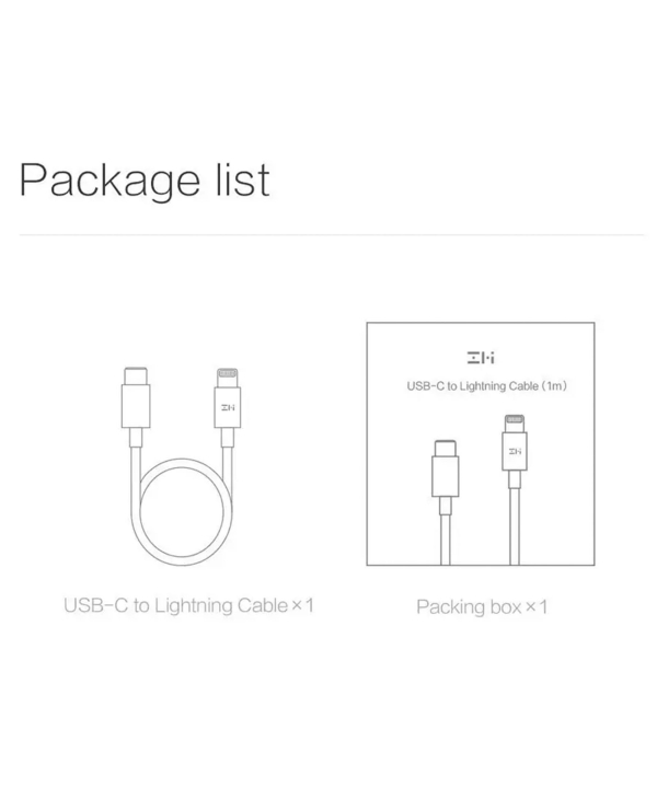 کابل شارژ تایپ سی به لایتنینگ اورجینال شیائومی Xiaomi ZMI Fast Charge Type-C to Lightning AL870C