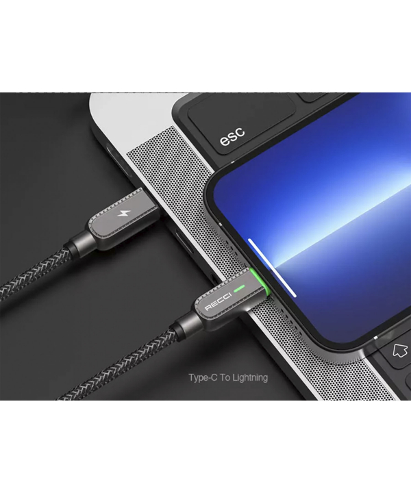 کابل شارژ یو‌اس‌بی به تایپ‌سی هوشمند رسی Recci RS02C USB to Type-C conversion cable
