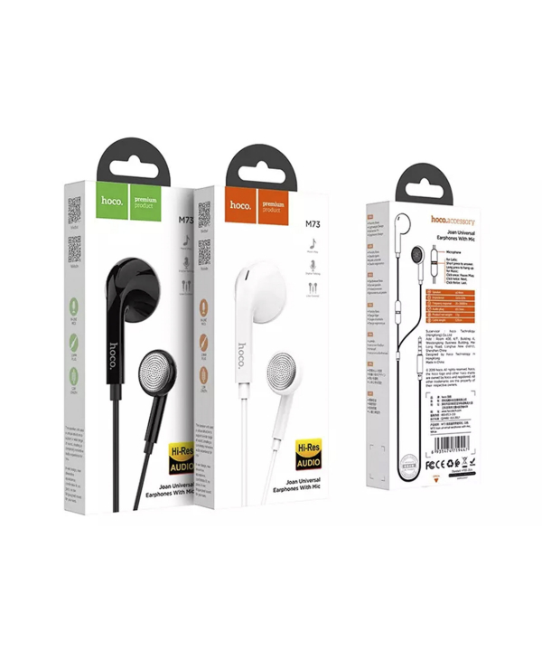 هندزفری سیمی هوکو با جک 3.5 میلیمتری Hoco Wired earphones 3.5mm M73 Joan with mic