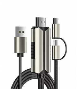 کابل اچ دی ام آی به تایپ سی و میکرو یو اس بی 2 متری کوتتسی Coteetci 33023 2 in 1 HDMI Cable