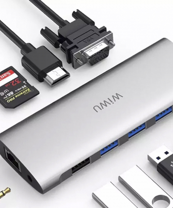 هاب تایپ سی 11 پورت ویوو WiWU Alpha 11 in 1 (HDMI + 4*USB + VGA + RJ45 + SD + 3.5MM) Type C Hub