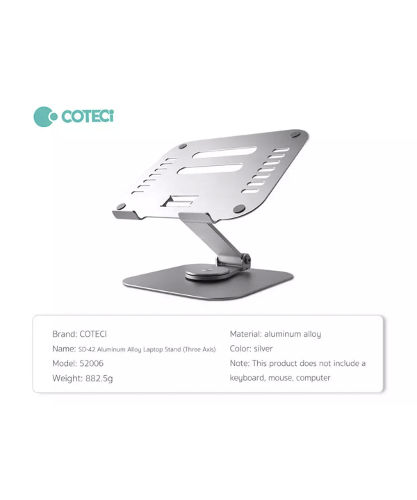 نگهدارنده لپ تاپ و مک بوک سه محوره آلومینیومی کوتتسی COTECi SD-42 Aluminum Alloy Laptop Stand 52006