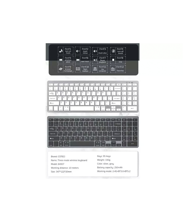 کیبورد بی سیم سه حالته کوتتسی Coteetci Three-mode wireless keyboard 84007