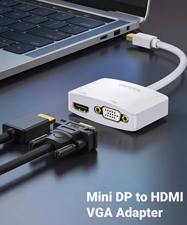مبدل مینی دیسپلی پورت به وی جی ای و اچ دی ام آی یوگرین Ugreen Mini Displayport 20421 Lightning to HDMI VGA Converter Adapter_J43