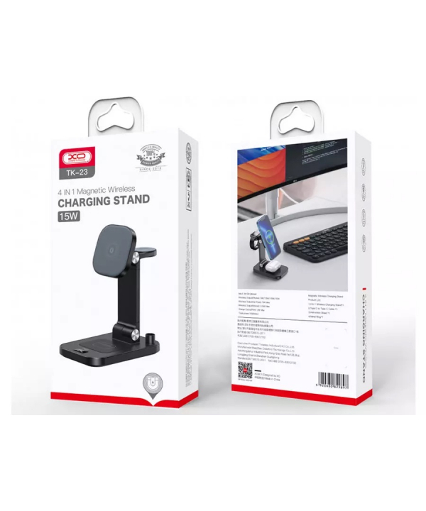 شارژر بی سیم رومیزی 15 وات 4 در 1 ایکس او XO TK-23 Digital Display Magnetic 4 in 1 charger base
