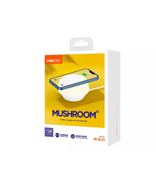 شارژر بی سیم و چراغ خواب رسی Recci RCW-21 wireless charging and LED night light
