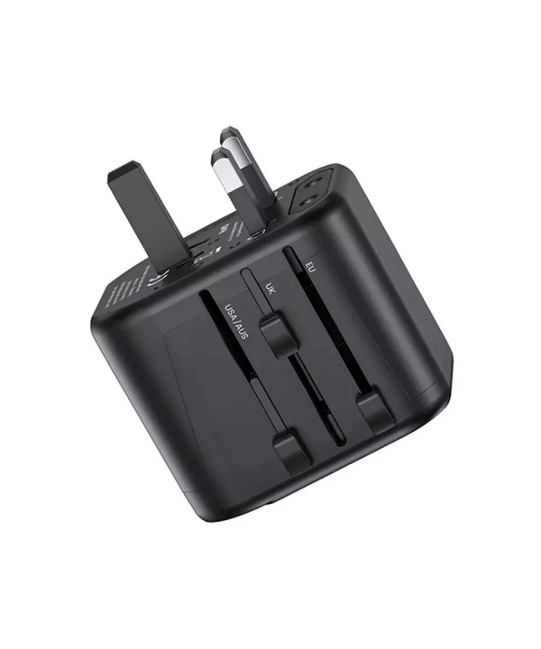 شارژر دیواری دو پورت یو اس بی و یک سوکت برق با دوشاخه های مختلف 12 وات یوسامز USAMS US-CC173 Universal Travel Charger