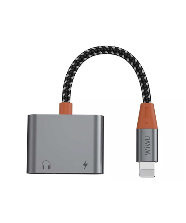 مبدل لایتنینگ به لایتنینگ و درگاه صدا ویوو Wiwu LT08 Lightning To Lightning & 3.5mm Audio Converter