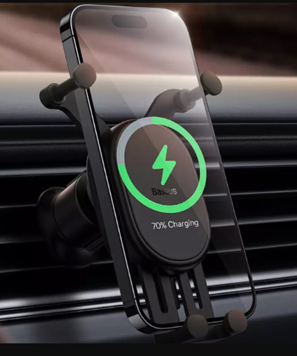 هولدر و شارژر بی سیم داخل خودرو 15 وات بیسوس Baseus Stable Gravitational Wireless Charging Car Mount Pro 15W BS-CM014 SUWX030001