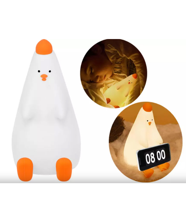 چراغ خواب رومیزی فانتزی شارژی کودکانه Cute chicken pat silicone color-changing night light USB rechargeable LED