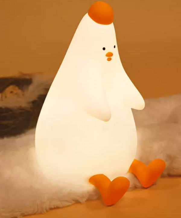 چراغ خواب رومیزی فانتزی شارژی کودکانه Cute chicken pat silicone color-changing night light USB rechargeable LED