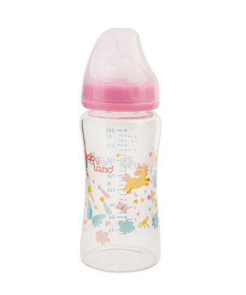 شیشه شیر پیرکس ارتودنسی بی بی لند Baby Land مدل 375 حجم 240 میلی لیتر