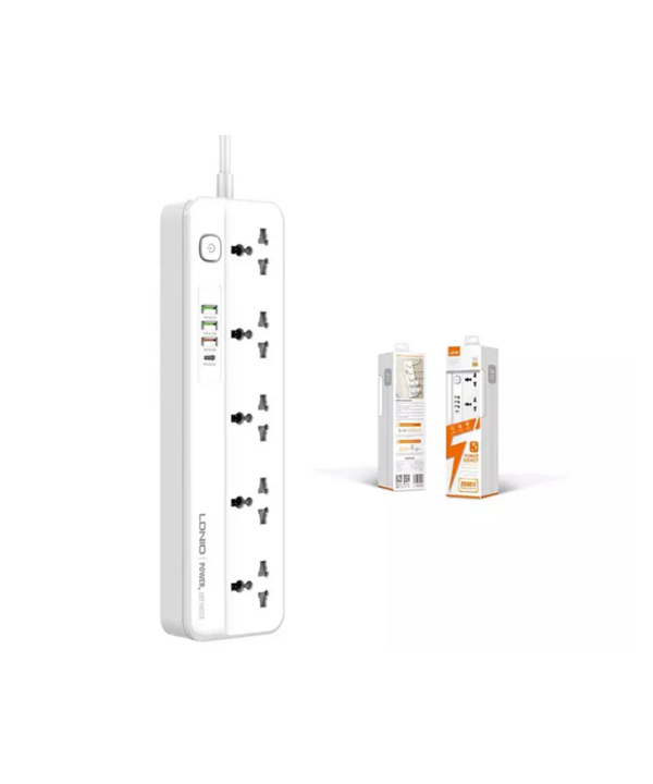 چند راهی برق ? سوکت، 3 یو اس بی و 1 تایپ سی الدنیو LDNIO SC5415 Power Strip With USB Port