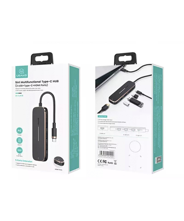 هاب تایپ سی 6 پورت یوسامز USAMS US-SJ575 6in1 Multifunctional Type-C HUB