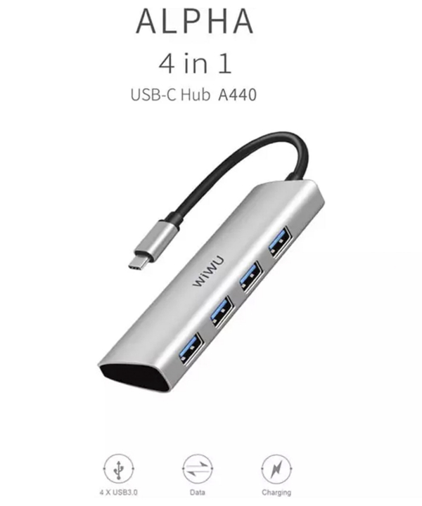 هاب تایپ سی چهار پورت یو اس بی فلزی ویوو Wiwu Alpha 440 4 In 1 Compatible Type-C