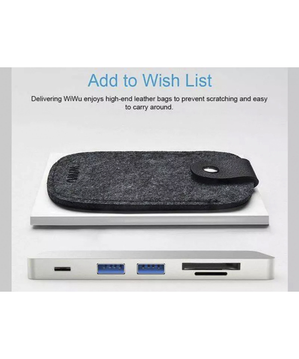 هاب تایپ سی 7 پورت ویوو WiWU T8 usb 3.0 connector type-c hub(PD/micro SD/SD Card slot/USB 3.0 port /HDMI)