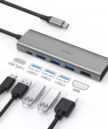 هاب تایپ سی 5 پورت ویوو WiWU Type-C Multiport Adapter 5-in-1 Alpha 531H