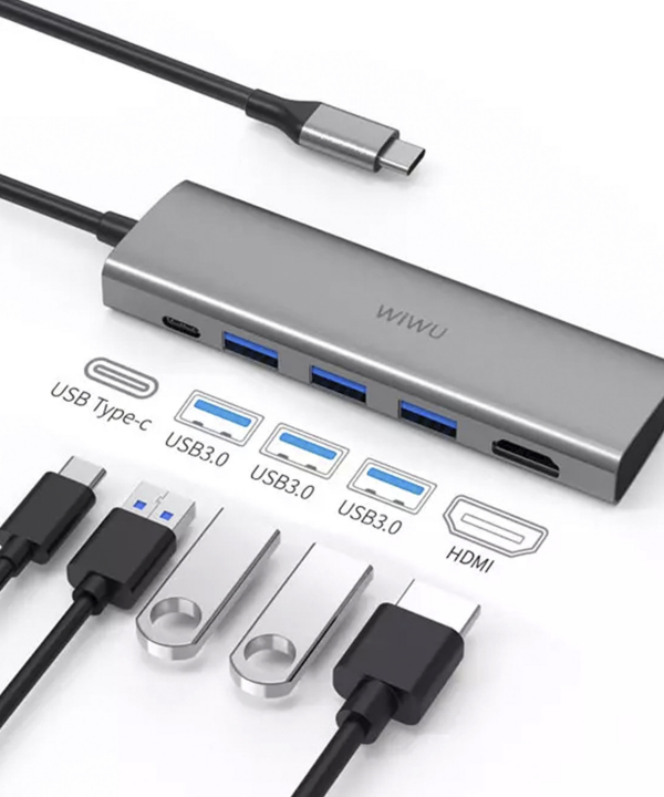 هاب تایپ سی 5 پورت ویوو WiWU Type-C Multiport Adapter 5-in-1 Alpha 531H