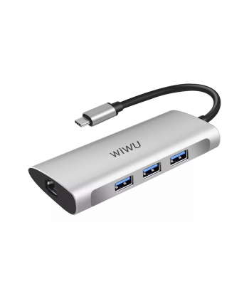 هاب تایپ سی 6 پورت ویوو WiWU Alpha 631STR Portable Multiport Type-C Hub 6 in 1 Laptop Adapter