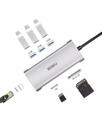 هاب تایپ سی 6 پورت ویوو WiWU Alpha 631STR Portable Multiport Type-C Hub 6 in 1 Laptop Adapter