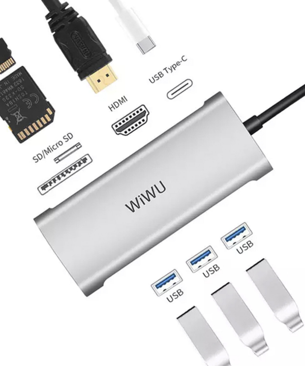 هاب تایپ سی 7 پورت مک بوک فلزی ویوو WiWU 7-in-1 Type-C Hub Docking Station Alpha 731HP