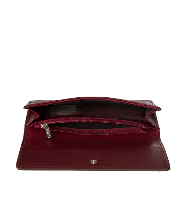 کیف پول زرشکی زنانه چرم مشهد Mashhad Leather