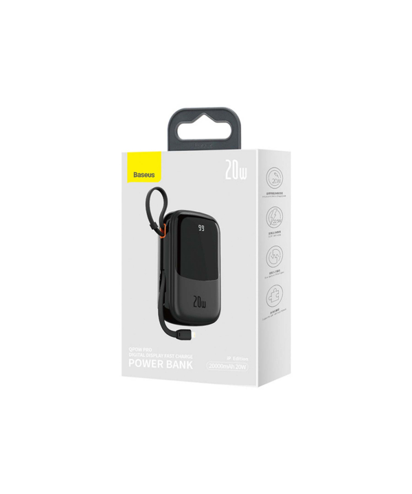 پاوربانک تایپ سی و یو اس بی 20 وات 20000 همراه با کابل لایتنینگ بیسوس BASEUS POWER BANK 20000MAH QPOW PRO PD 20W PPQD060201