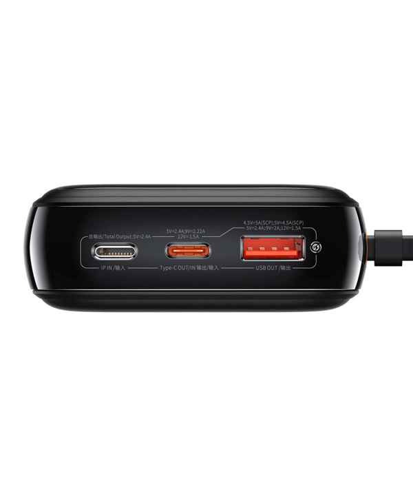 پاوربانک تایپ سی و یو اس بی 20 وات 20000 همراه با کابل لایتنینگ بیسوس BASEUS POWER BANK 20000MAH QPOW PRO PD 20W PPQD060201