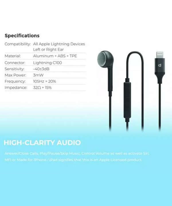 هندزفری سیمی لایتنینگ تک گوش پاورولوژی Powerology Mono Earphone Lightning Connector