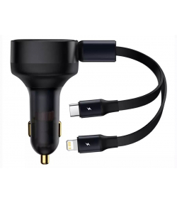 شارژر فندکی فست شارژ ماشین لایتنینگ و تایپ سی بیسوس CGTX000001