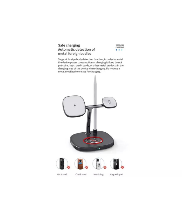 شارژر وایرلس رومیزی چهارکاره 15 وات ویوو WiWU 4 in 1 wireless charger M8