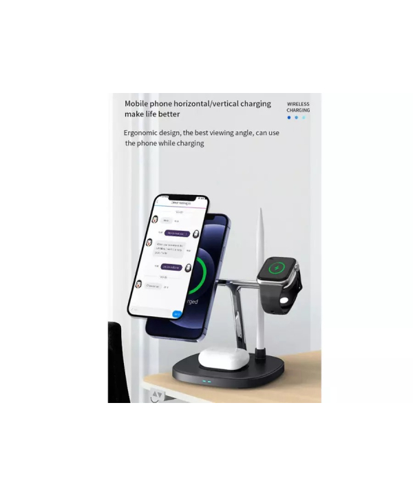 شارژر وایرلس رومیزی چهارکاره 15 وات ویوو WiWU 4 in 1 wireless charger M8