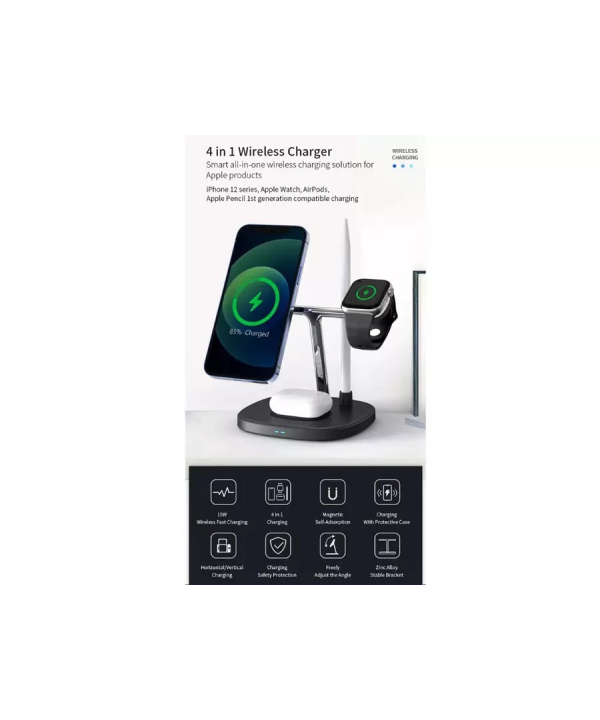 شارژر وایرلس رومیزی چهارکاره 15 وات ویوو WiWU 4 in 1 wireless charger M8