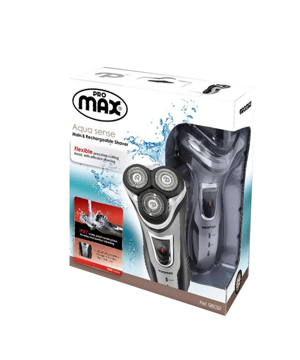 ریش تراش سه تیغ برق و شارژ سه چراغ پرومکس Promax مدل 9632