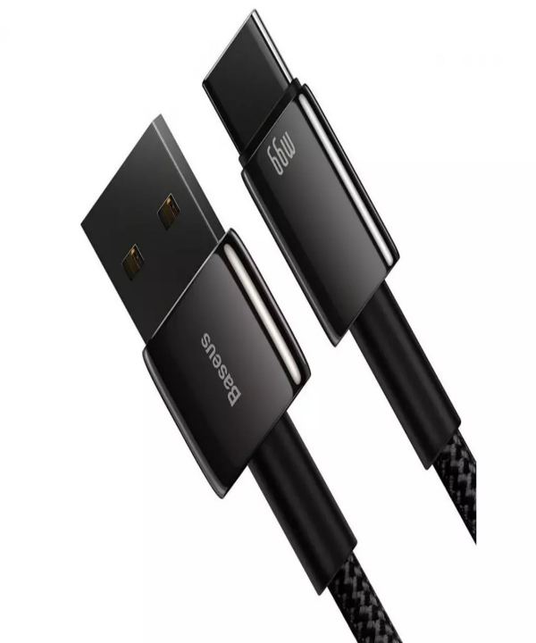 کابل سوپر فست شارژ تایپ‌سی به یواس‌بی یک متری بیسوس Baseus Fast Chaging Data cable Type-C 66W CATWJ-B01 Gold