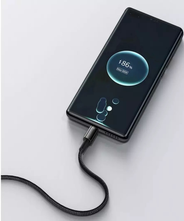 کابل سوپر فست شارژ تایپ‌سی به یواس‌بی یک متری بیسوس Baseus Fast Chaging Data cable Type-C 66W CATWJ-B01 Gold