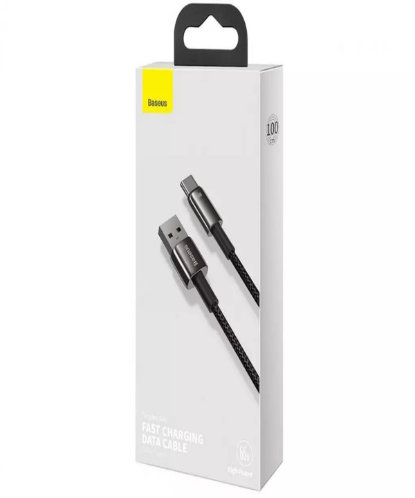 کابل سوپر فست شارژ تایپ‌سی به یواس‌بی یک متری بیسوس Baseus Fast Chaging Data cable Type-C 66W CATWJ-B01 Gold