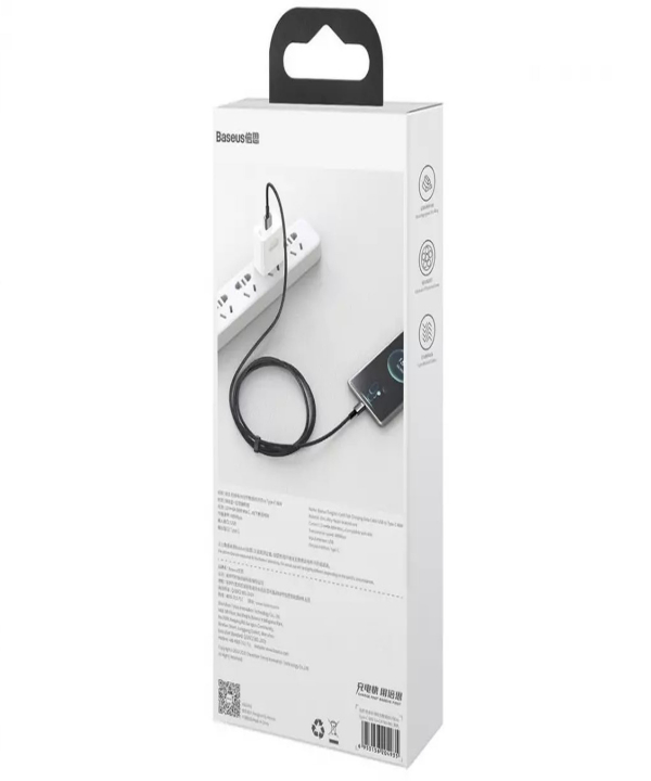 کابل سوپر فست شارژ تایپ‌سی به یواس‌بی یک متری بیسوس Baseus Fast Chaging Data cable Type-C 66W CATWJ-B01 Gold