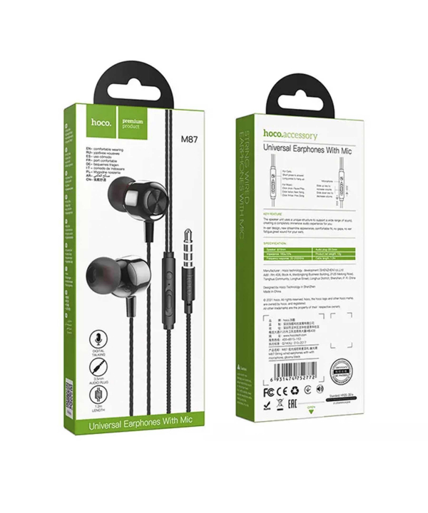 هندزفری سیمی با جک 3.5 میلیمتری هوکو Hoco Wired earphones 3.5mm “M87 String” with mic