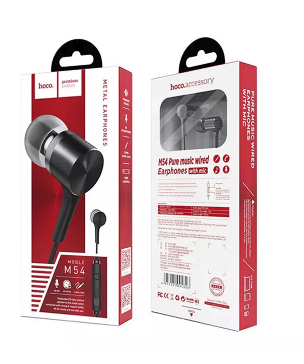 هندزفری سیمی با جک 3.5 ملیمتری هوکو Hoco Wired earphones 3.5mm M54 Pure music with microphone