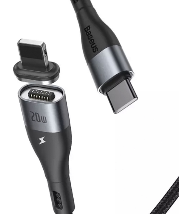 کابل آهنربایی تایپ سی به لایتنینگ سریع بیسوس Baseus Zinc Magnetic Type-C to iP PD 20W Cable 2m