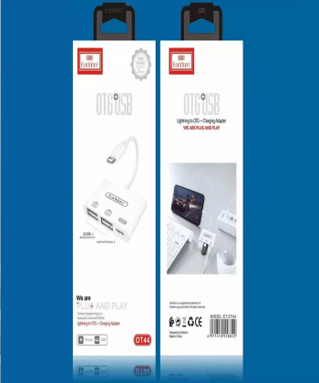 مبدل لایتنینگ به لایتنینگ و دو درگاه OTG ارلدام Earldom OT44 Lightning To Double OTG and Lighting Converter
