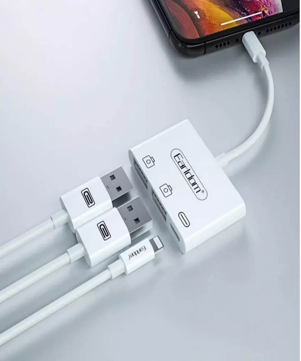 مبدل لایتنینگ به لایتنینگ و دو درگاه OTG ارلدام Earldom OT44 Lightning To Double OTG and Lighting Converter