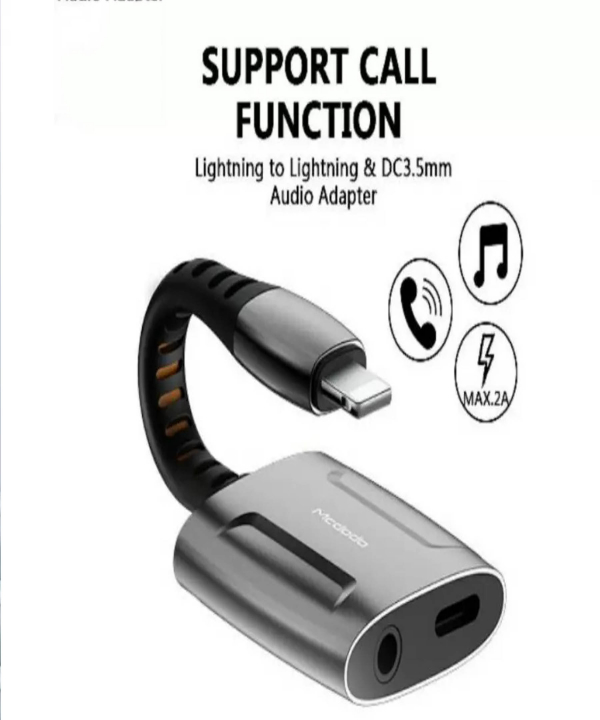 مبدل لایتنینگ به لایتنینگ و جک 3.5mm مک‌دودو CA-6340 Mcdodo Dual Port Lightning To Lightning+ jack 3.5mm Transmission