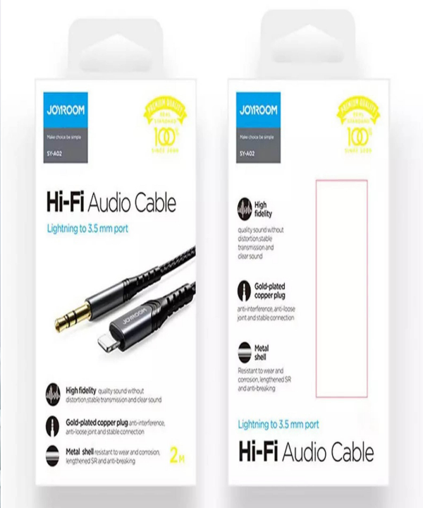 مبدل لایتنینگ به جک 3.5 میلیمتری یک متری جویروم JOYROOM Lightning audio cable SY-A02