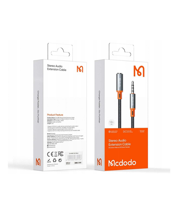 کابل گسترش طول AUX مک دودو Mcdodo CA-0800 Castle Series DC3.5 Male to DC3.5 Female Stereo Audio Extension Cable