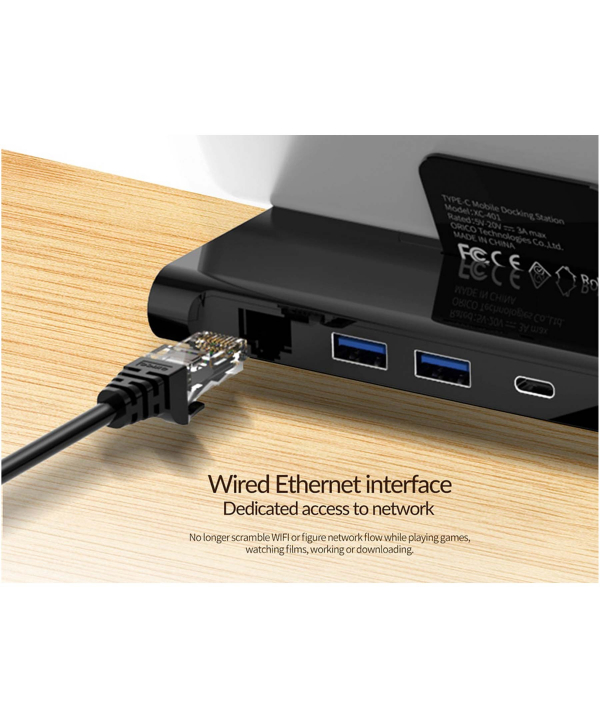 هاب چندکاره و استند شارژ اوریکو ORICO XC-401 Type-C Multifunction Docking Station with Stand