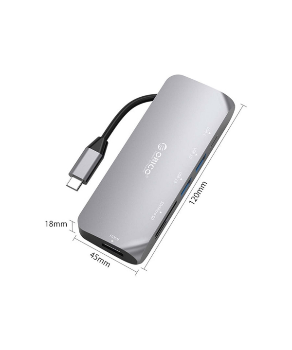 هاب Type-C آلومینیومی‌ با خروجی شبکه ORICO CLH-W1 Type-C to HDMI USB Adapter Hub
